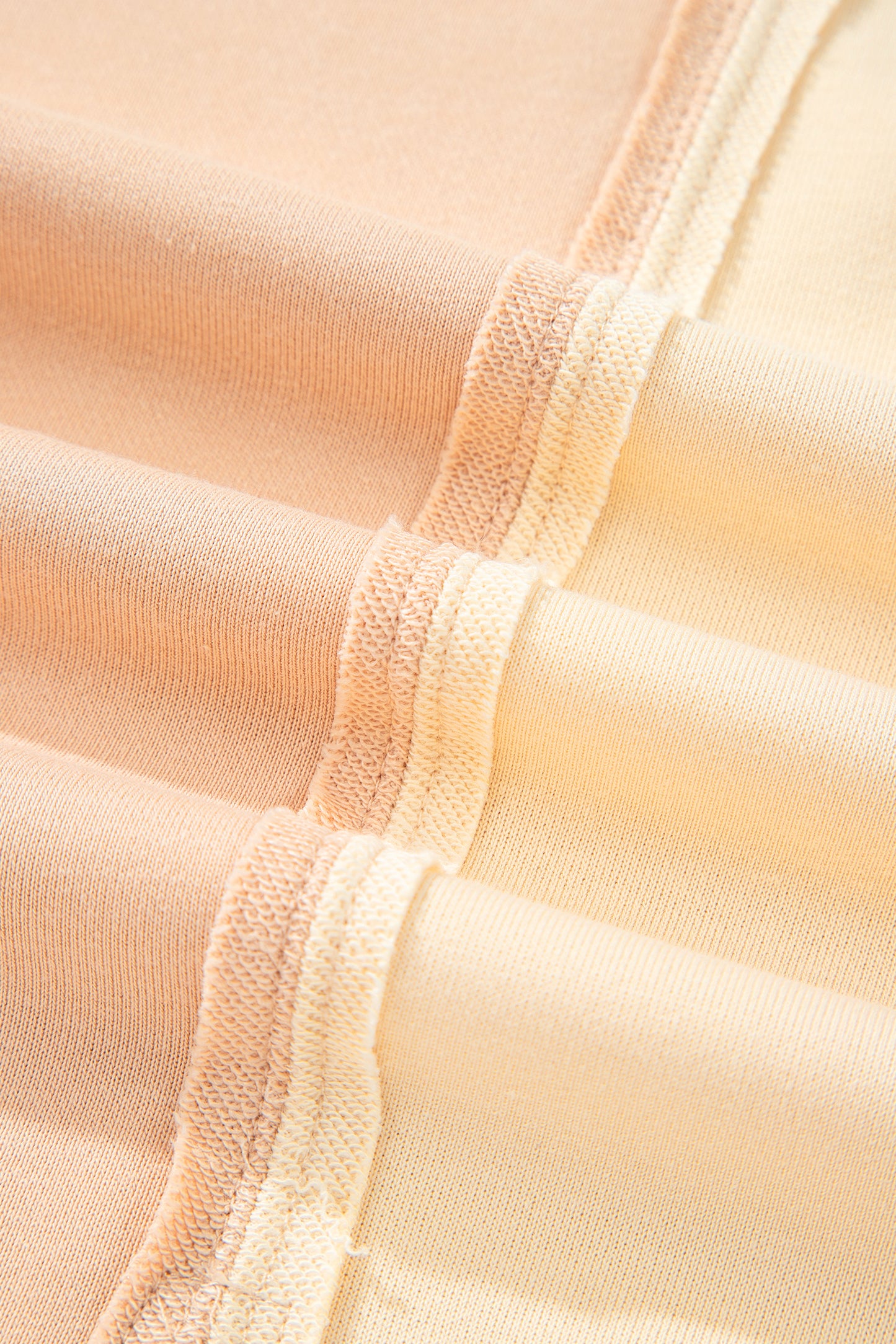 Beige Color Block Patchwork Split Hem Casual Sweatshirt