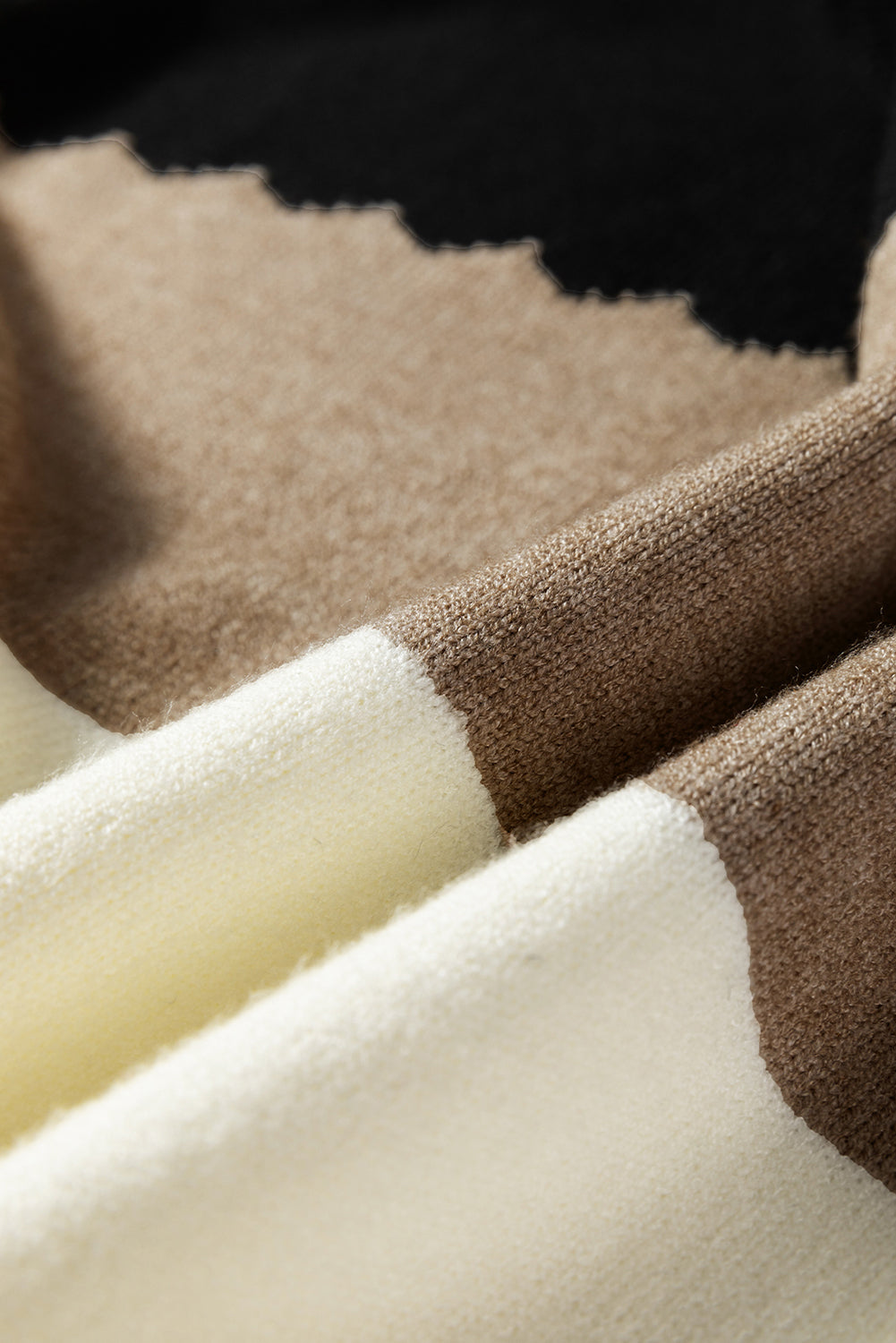 Black Colorblock Crew Neck Drop Shoulder Sweater