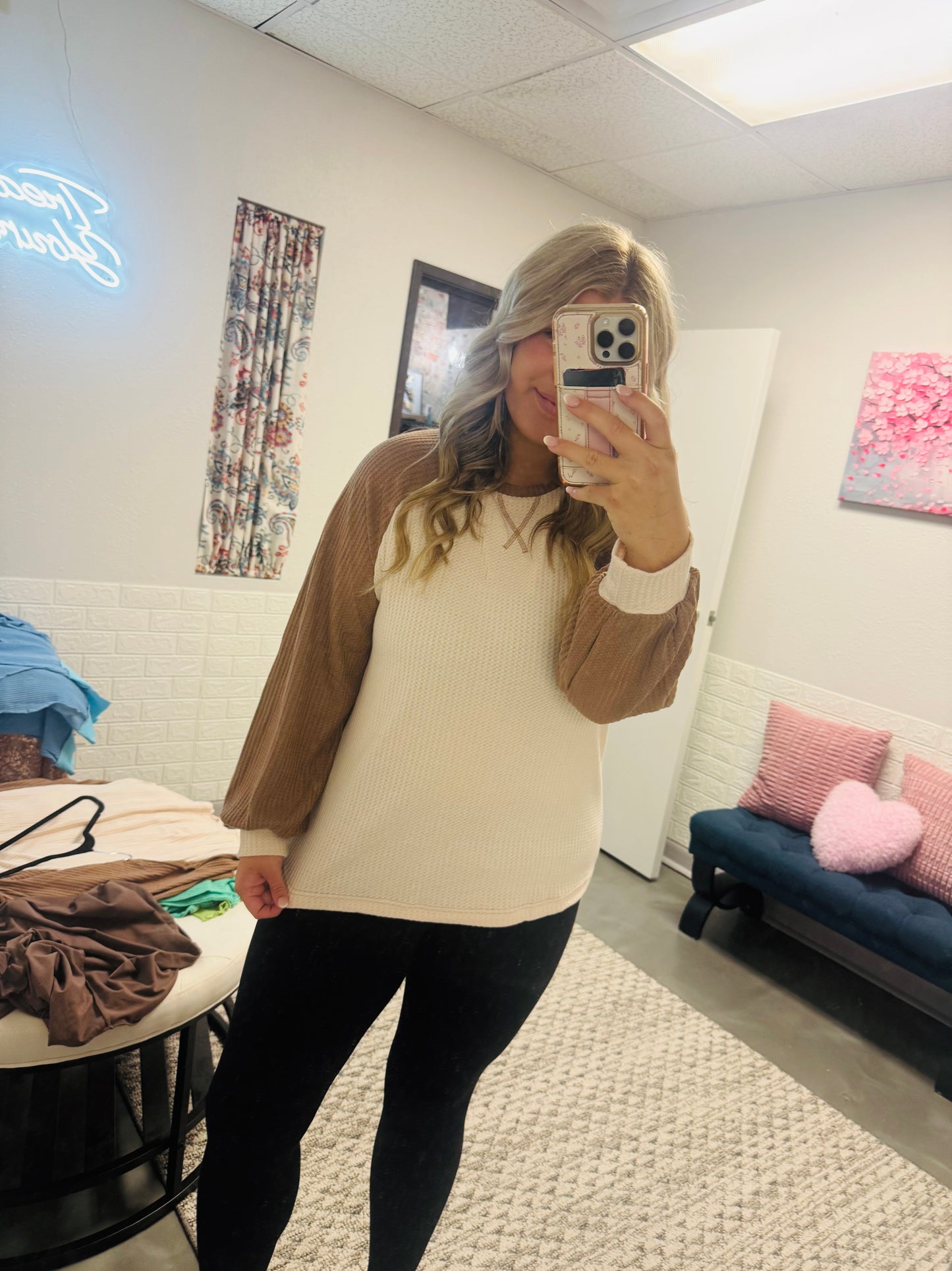 Camel Waffle Top
