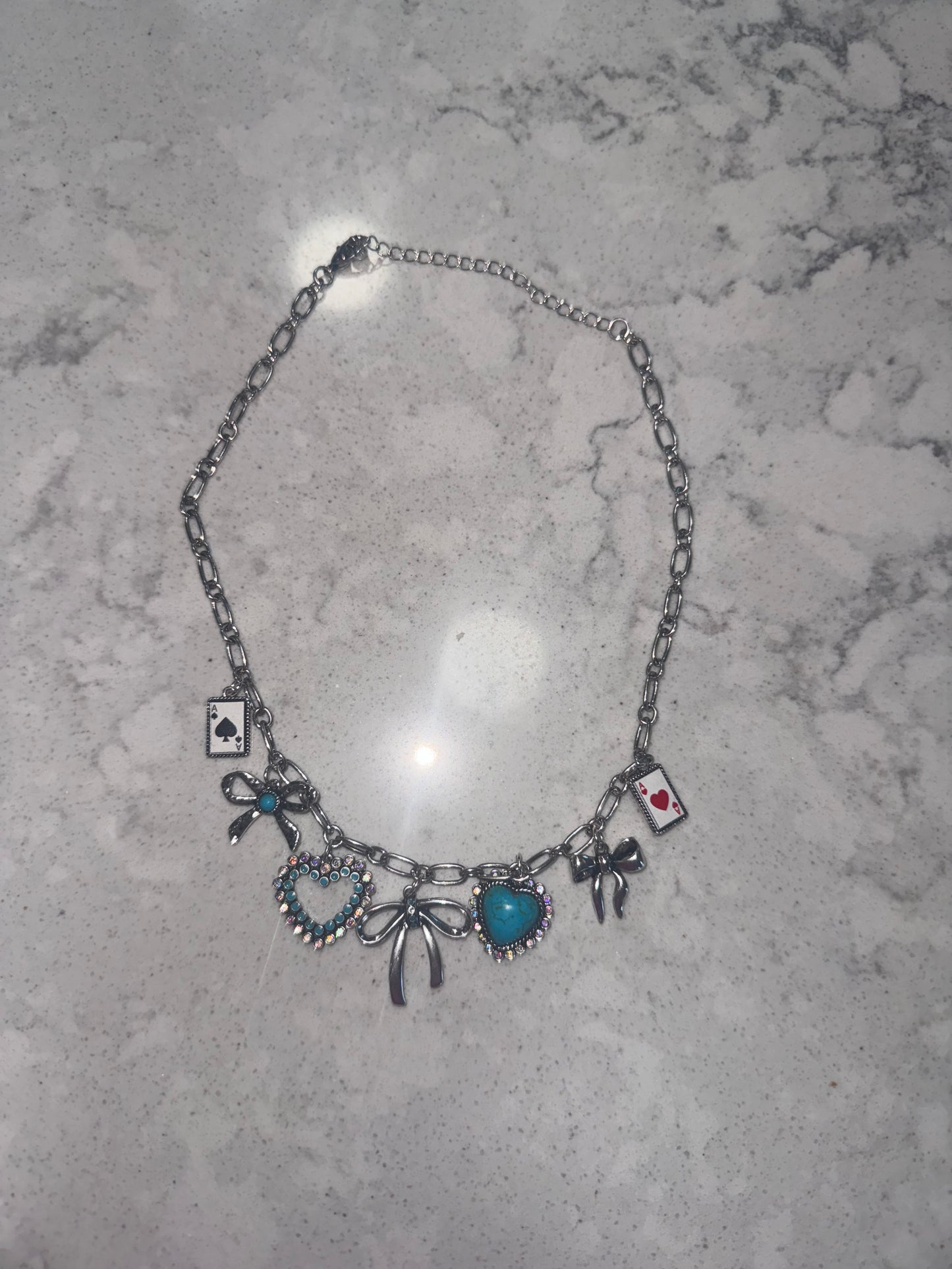 Western Heart and Bow Charm Charm Necklace