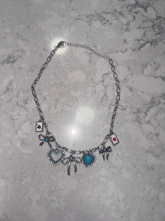 Western Heart and Bow Charm Charm Necklace