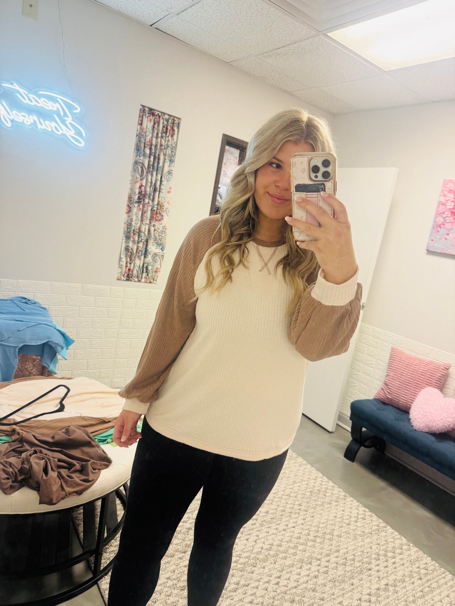Camel Waffle Top