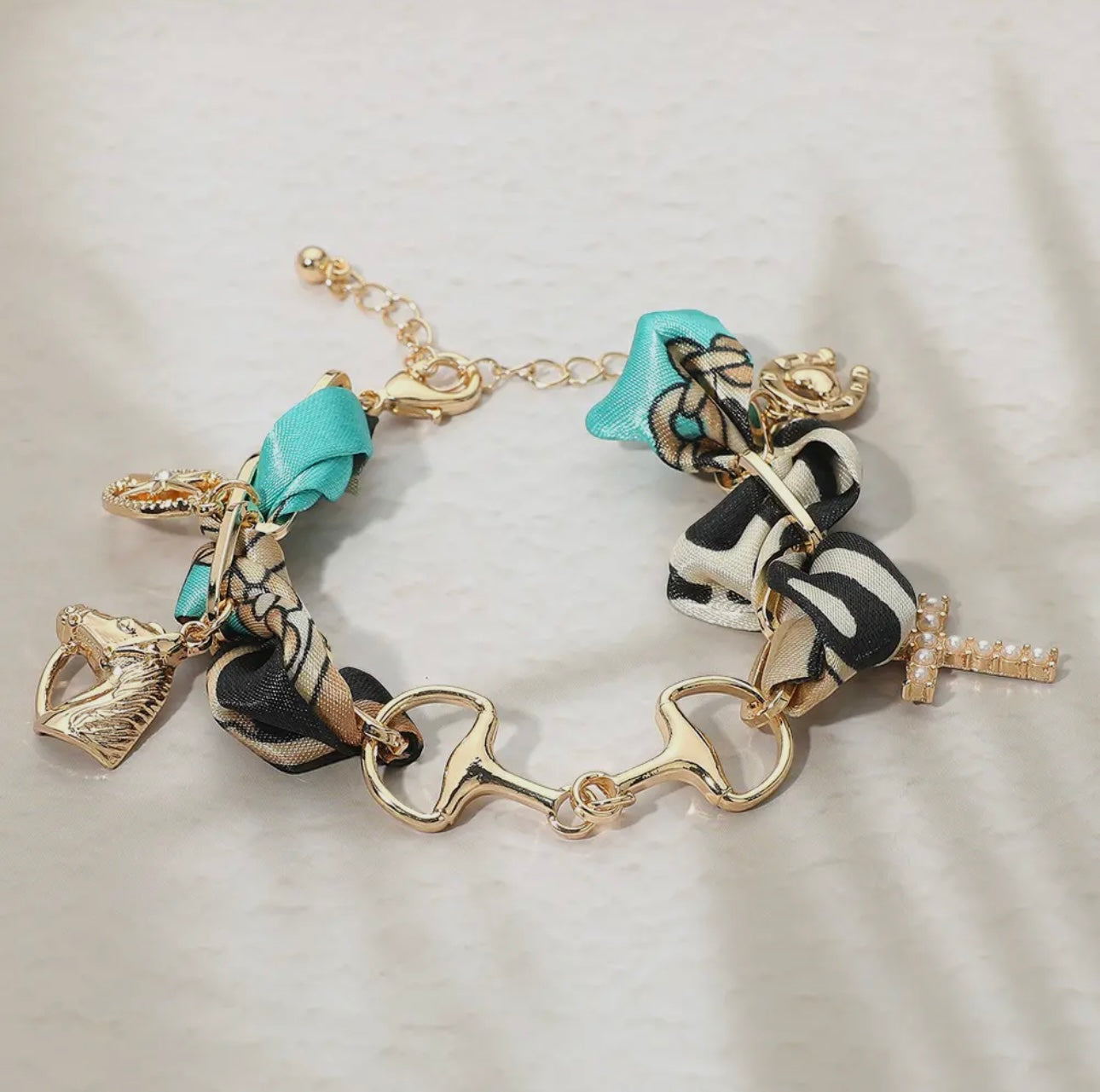 Turquoise Horsebit Charm Bracelet