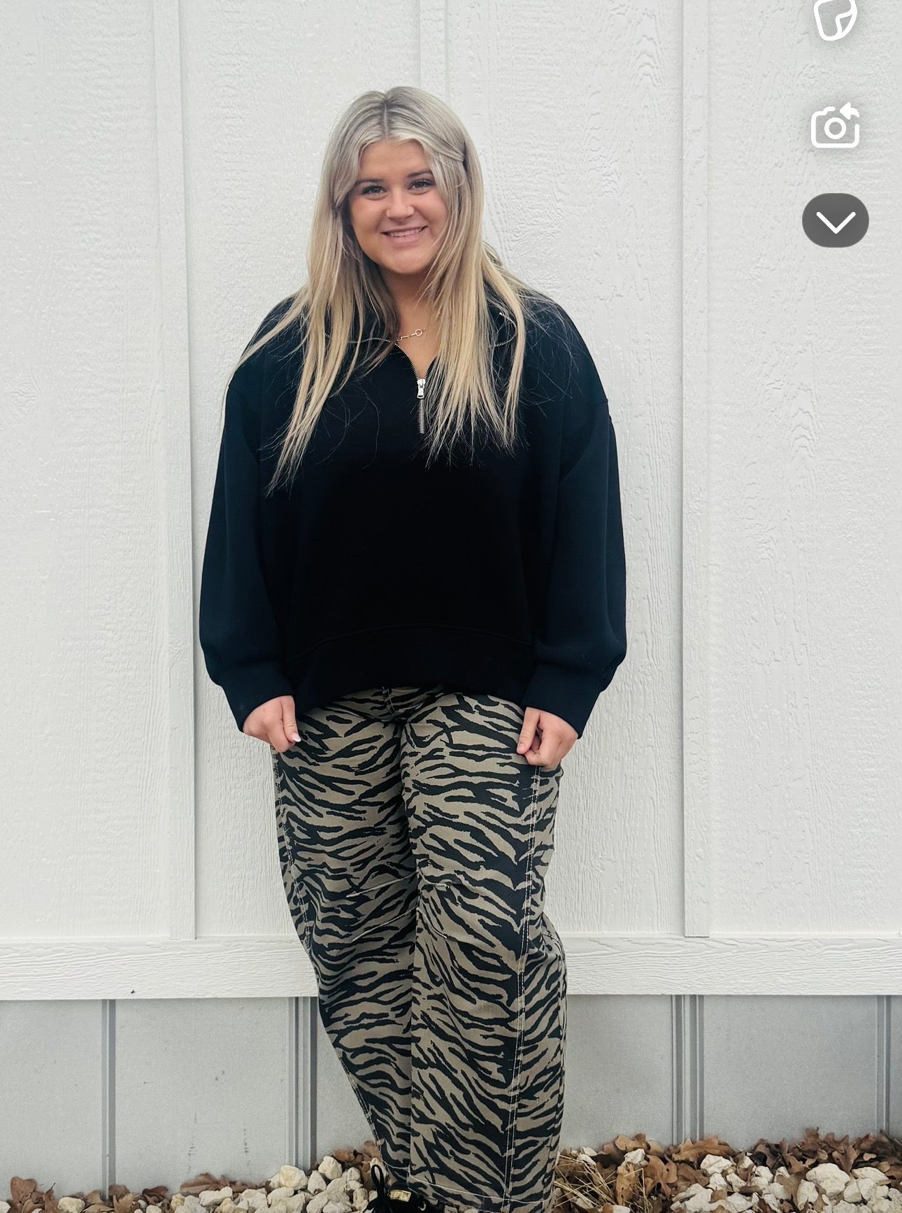 Zebra Print Barrel Jeans