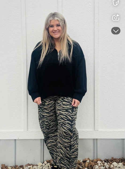Zebra Print Barrel Jeans
