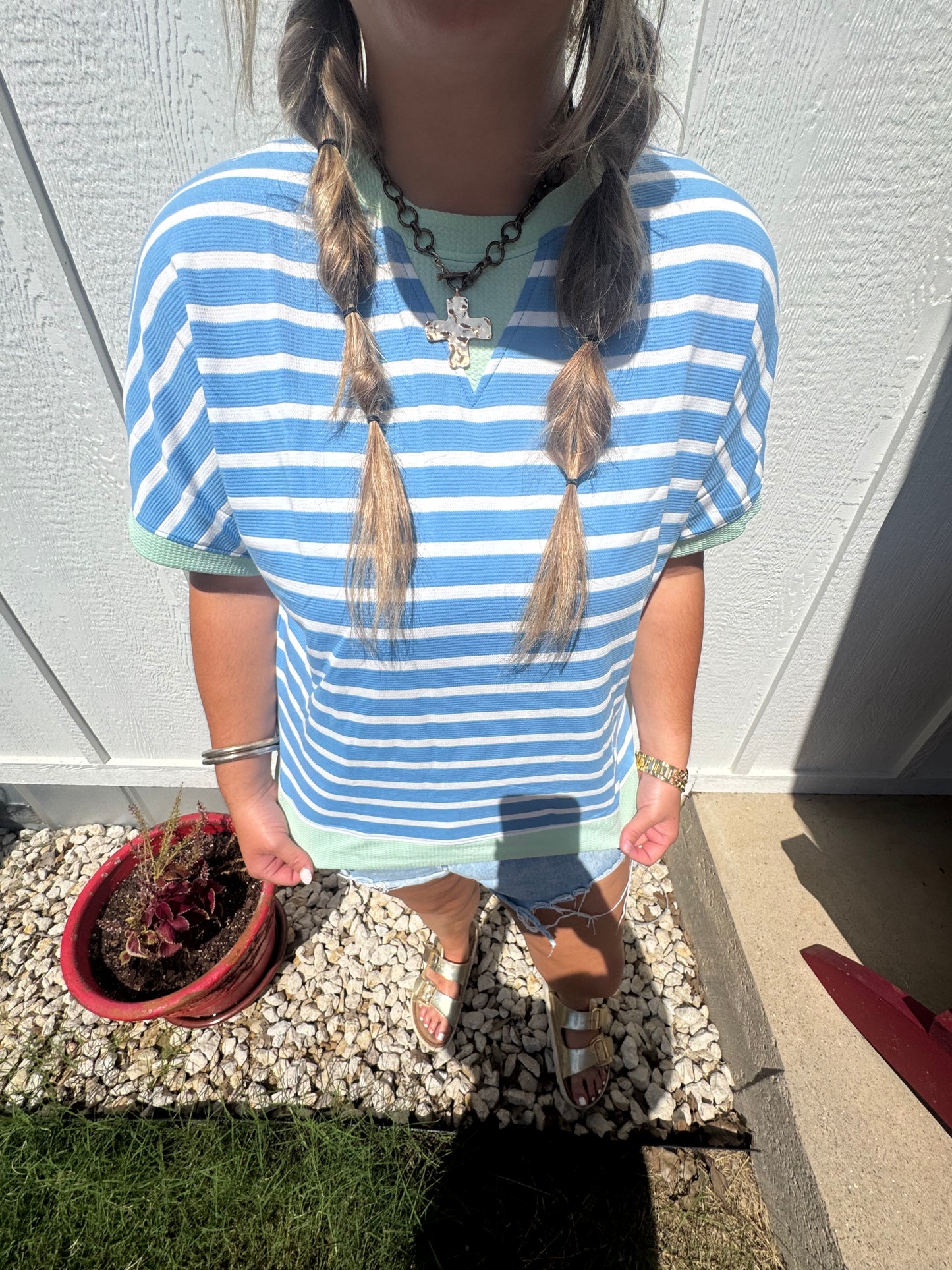 Sky Blue Stripe Top