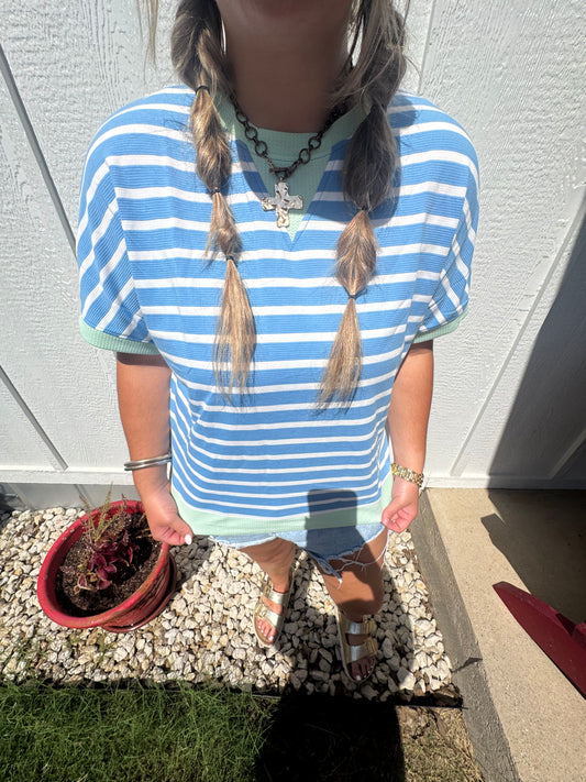 Sky Blue Stripe Top