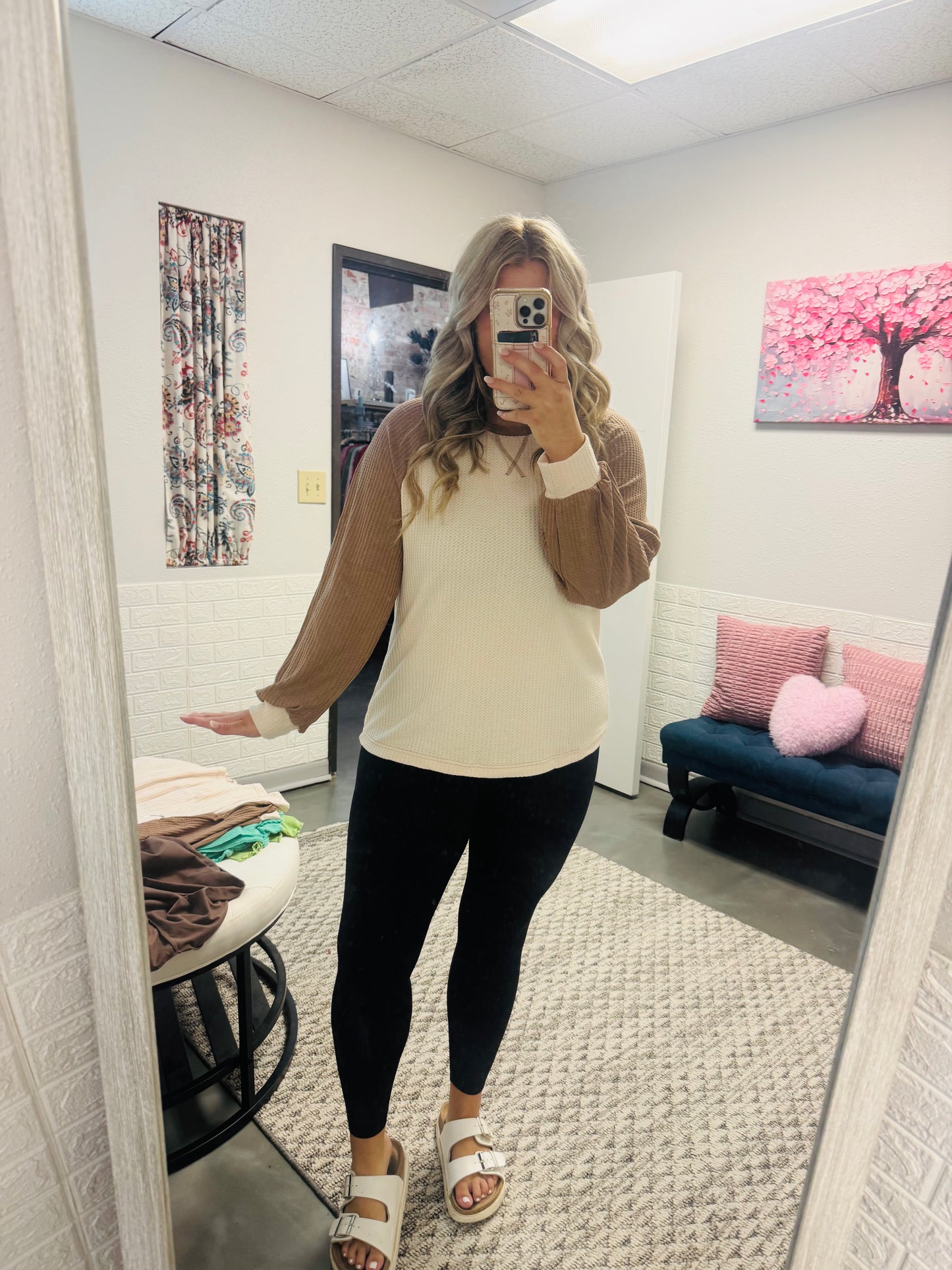 Camel Waffle Top
