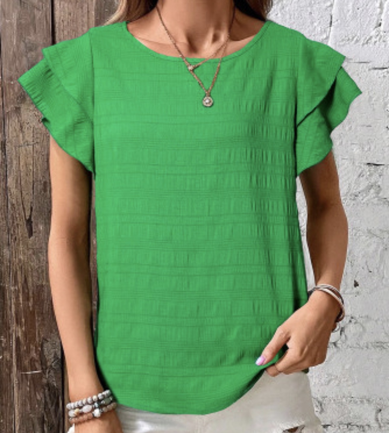 Green Ruffled Top