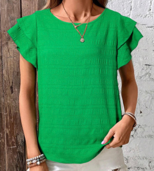 Green Ruffled Top
