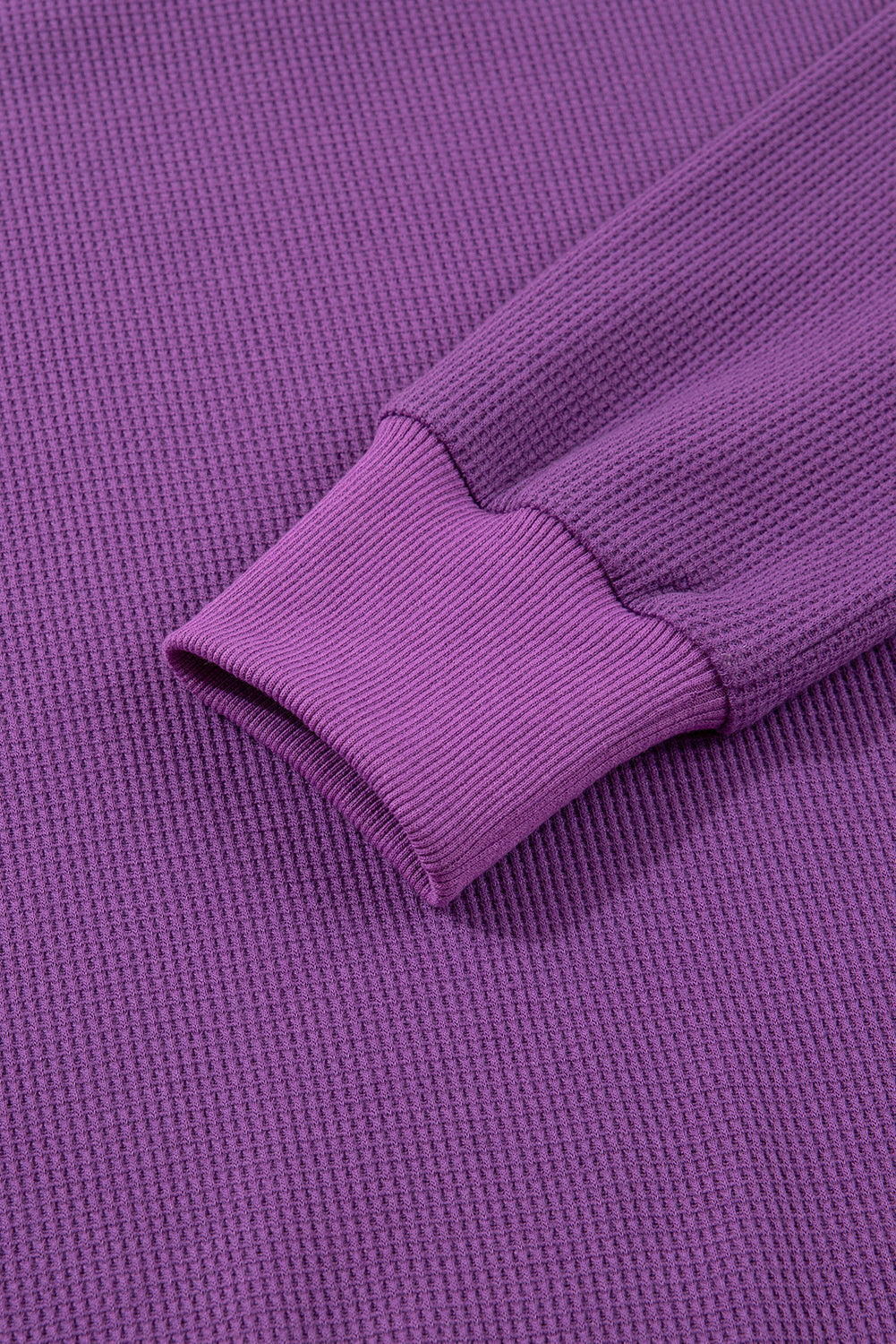 Orchid Mist Solid Color Raw Seam Patchwork Ribbed Drop Shoulder Sweatshirt